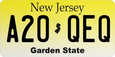 NJ license plate A20QEQ