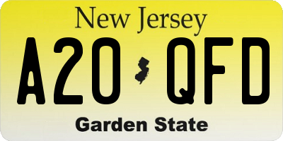 NJ license plate A20QFD