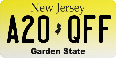 NJ license plate A20QFF