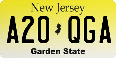 NJ license plate A20QGA