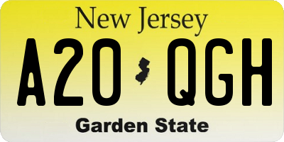 NJ license plate A20QGH