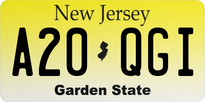 NJ license plate A20QGI