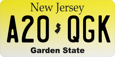 NJ license plate A20QGK