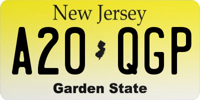 NJ license plate A20QGP