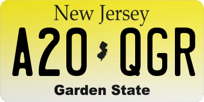 NJ license plate A20QGR