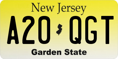 NJ license plate A20QGT