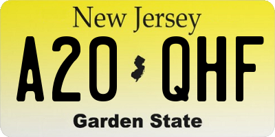 NJ license plate A20QHF