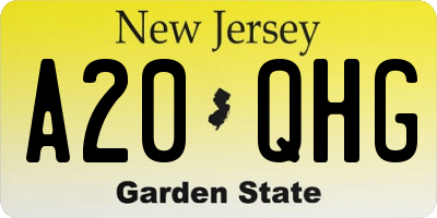 NJ license plate A20QHG