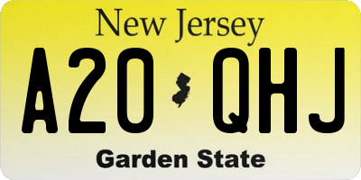 NJ license plate A20QHJ