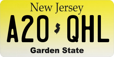 NJ license plate A20QHL