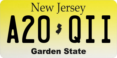 NJ license plate A20QII