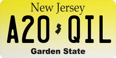 NJ license plate A20QIL