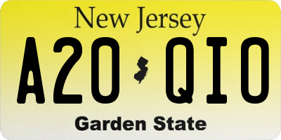 NJ license plate A20QIO