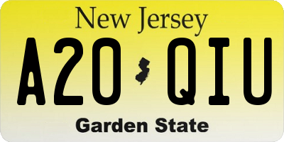 NJ license plate A20QIU