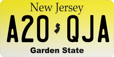NJ license plate A20QJA