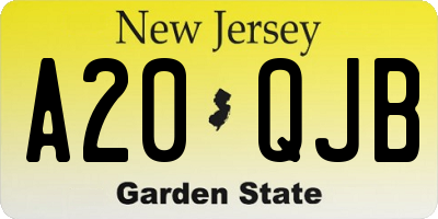 NJ license plate A20QJB