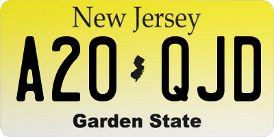 NJ license plate A20QJD