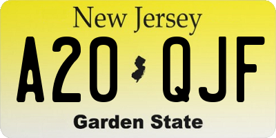 NJ license plate A20QJF