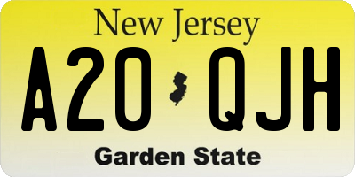 NJ license plate A20QJH