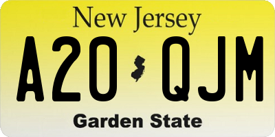 NJ license plate A20QJM
