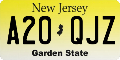 NJ license plate A20QJZ