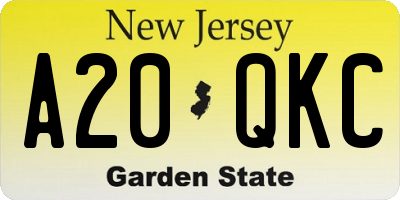 NJ license plate A20QKC