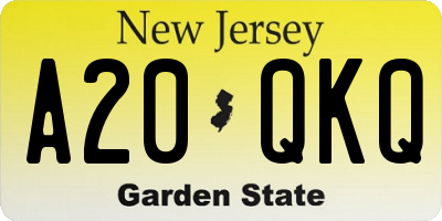 NJ license plate A20QKQ