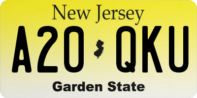 NJ license plate A20QKU