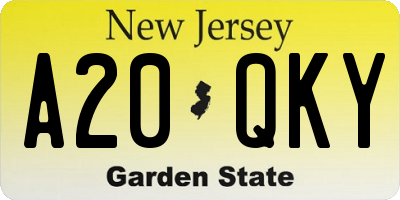NJ license plate A20QKY
