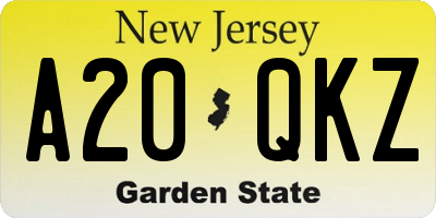 NJ license plate A20QKZ