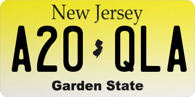 NJ license plate A20QLA