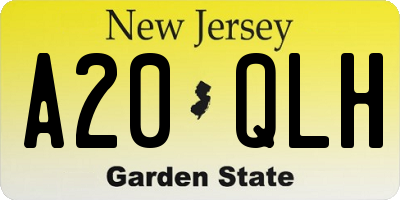 NJ license plate A20QLH