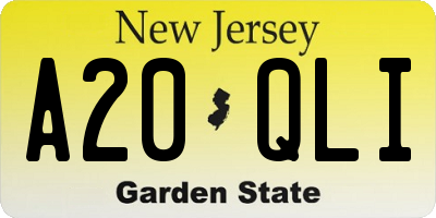 NJ license plate A20QLI