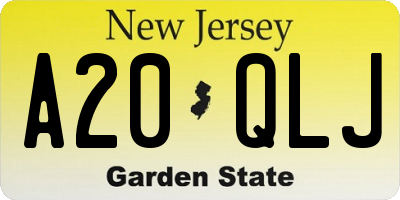 NJ license plate A20QLJ