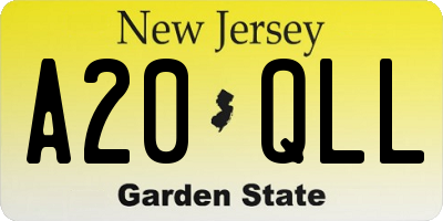 NJ license plate A20QLL