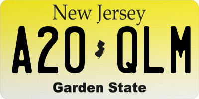 NJ license plate A20QLM