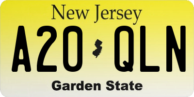 NJ license plate A20QLN