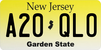 NJ license plate A20QLO
