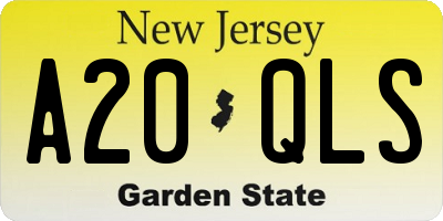 NJ license plate A20QLS