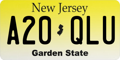 NJ license plate A20QLU