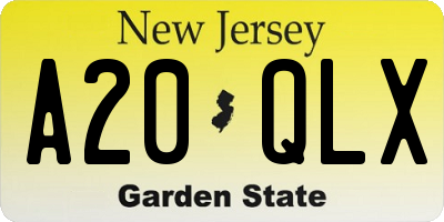 NJ license plate A20QLX