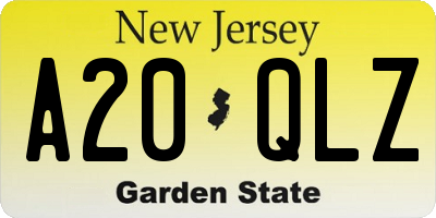 NJ license plate A20QLZ