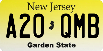NJ license plate A20QMB