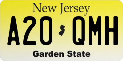NJ license plate A20QMH