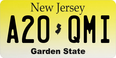 NJ license plate A20QMI