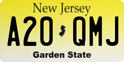 NJ license plate A20QMJ