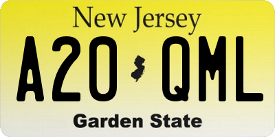 NJ license plate A20QML