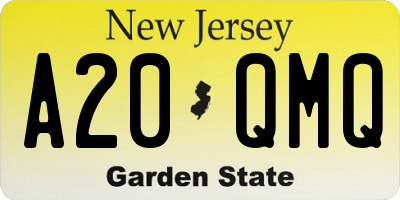 NJ license plate A20QMQ