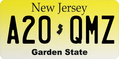 NJ license plate A20QMZ