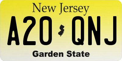 NJ license plate A20QNJ